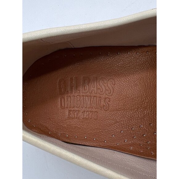 G.H. Bass Mens White Leather Penny Loafers With Gum Sole Size 8 - Picture 8 of 13